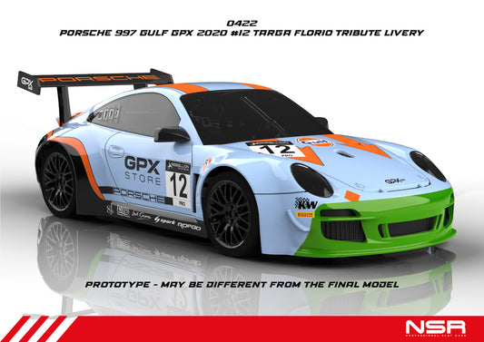 NSR 0422SW - PRE-ORDER NOW! - Porsche 997 GT3 - '20 Gulf GPX #12 - Targa Florio Tribute Livery
