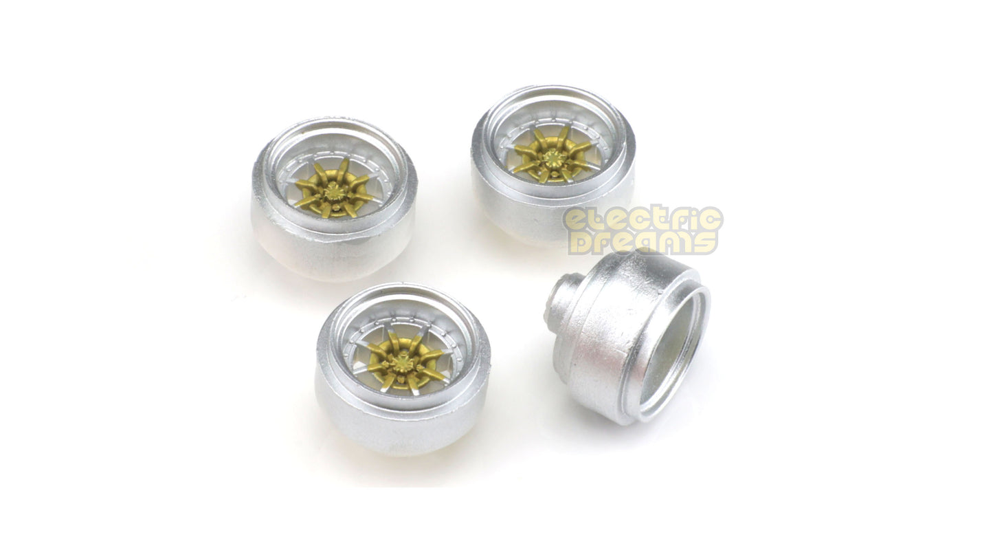 TeamSlot 59040 - Pack of 4 Wheels - Braid Series 1R Silver/Gold Rears