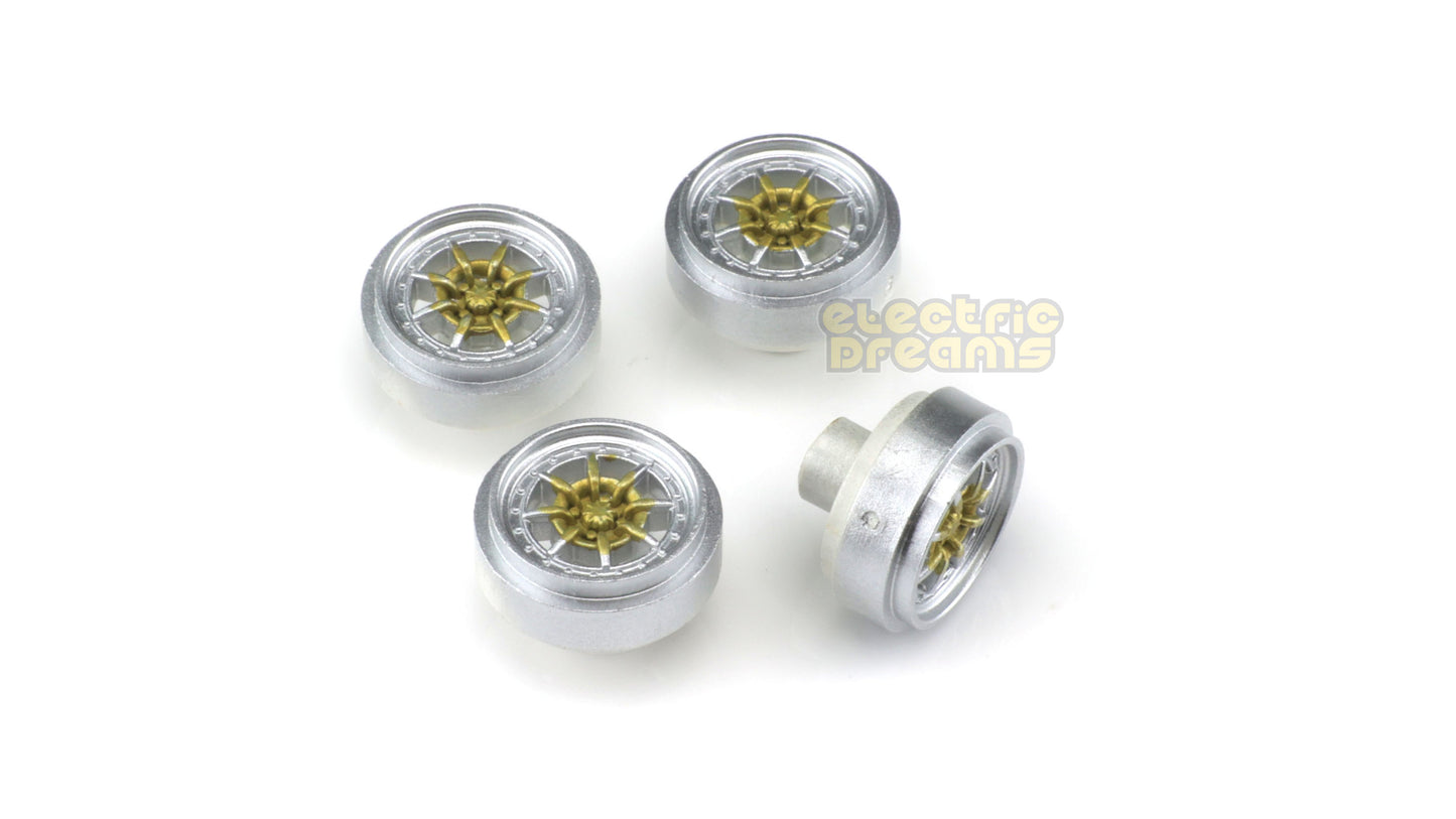 TeamSlot 59039 - Pack of 4 Wheels - Braid Series 1R Silver/Gold Fronts