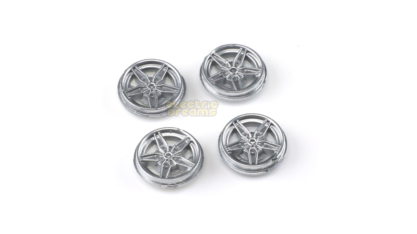 TeamSlot T15005 - 15mm Pro Wheel Inserts - Lancia Stratos Front Silver - pack of 4