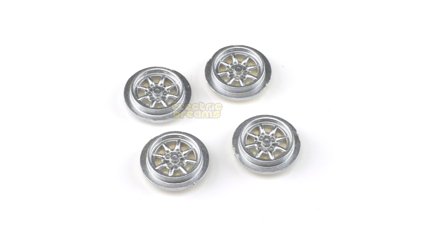 TeamSlot T13002 - 13mm Pro Wheel Inserts - Minilite Delantero Silver - pack of 4