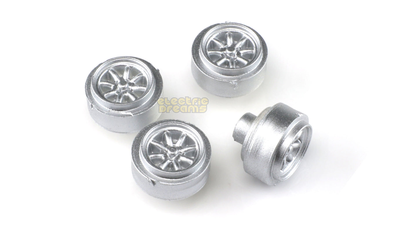 TeamSlot L13004 - 13mm Pro Plastic Wheels - Rears - Minilite Silver - pack of 4