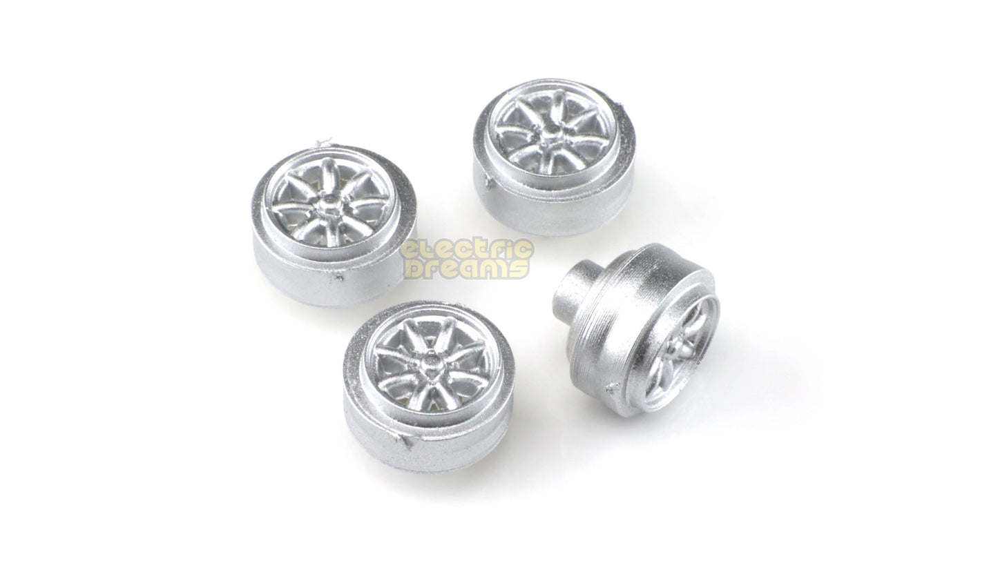 TeamSlot L13002 - 13mm Pro Plastic Wheels - Fronts - Minilite Silver - pack of 4