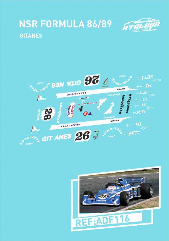 Atalaya Decals ADF116 NSR F1 - 1976 Ligier JS5 - Jacques Laffite