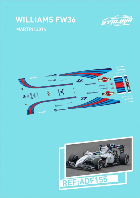 Atalaya Decals ADF155 - For Policar F1 - Williams Martini FW36 2014