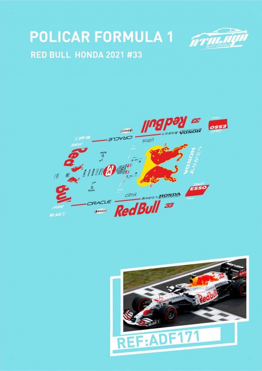 Atalaya Decals ADF171 - For Policar F1 - Red Bull Honda 2021 #33 - Max Verstappen - White Livery