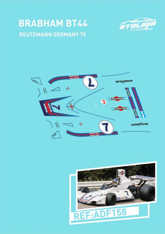 Atalaya Decals ADF158 Brabham BT44, 1975 German GP, Carlos Reutemann