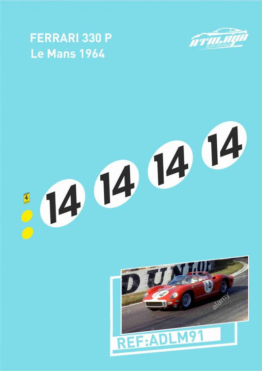 Atalaya Decals ADLM91 Ferrari 330 P, Le Mans 1964