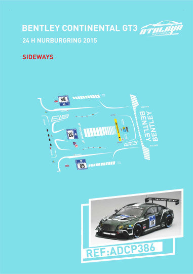 Atalaya Decals ADCP386 - For Sideways Bentley Continental GT3 - Bentley Motors #85 - '15 Nürburgring