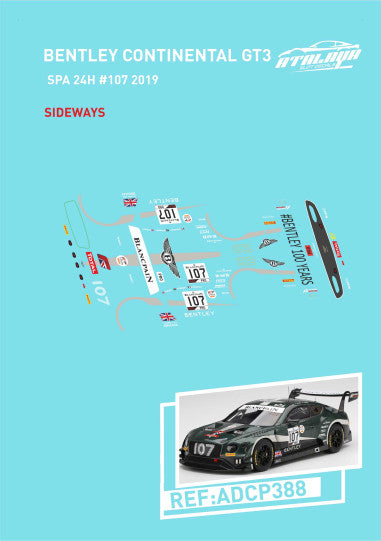 Atalaya Decals ADCP388 - For Sideways Bentley Continental GT3 - Team M-Sport #107 - '19 Spa