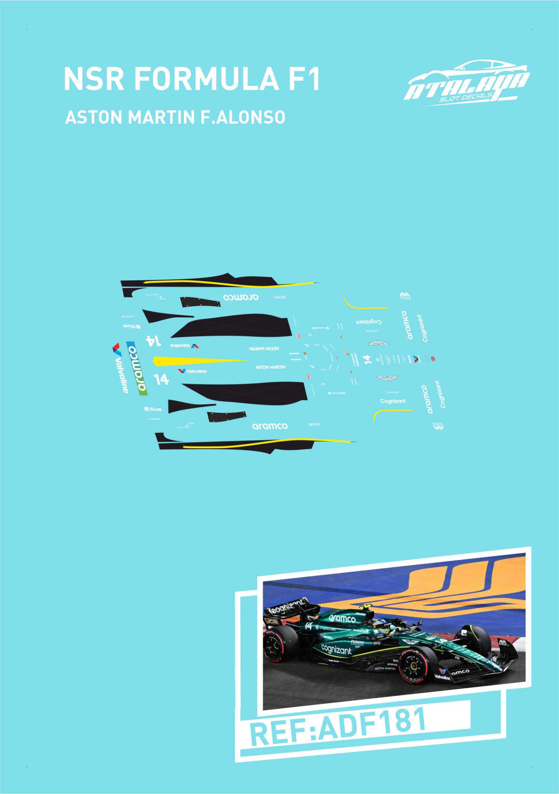 Atalaya Decals ADF181 - For NSR F22 - Aston Martin - Fernando Alonso