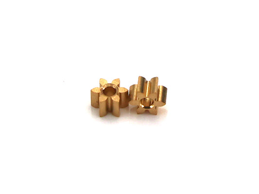 MR Slotcar MR4006R - Pinion Gear(2)-Brass 6Tx4.5mm-1.5mm Hole-2.6mm Wide