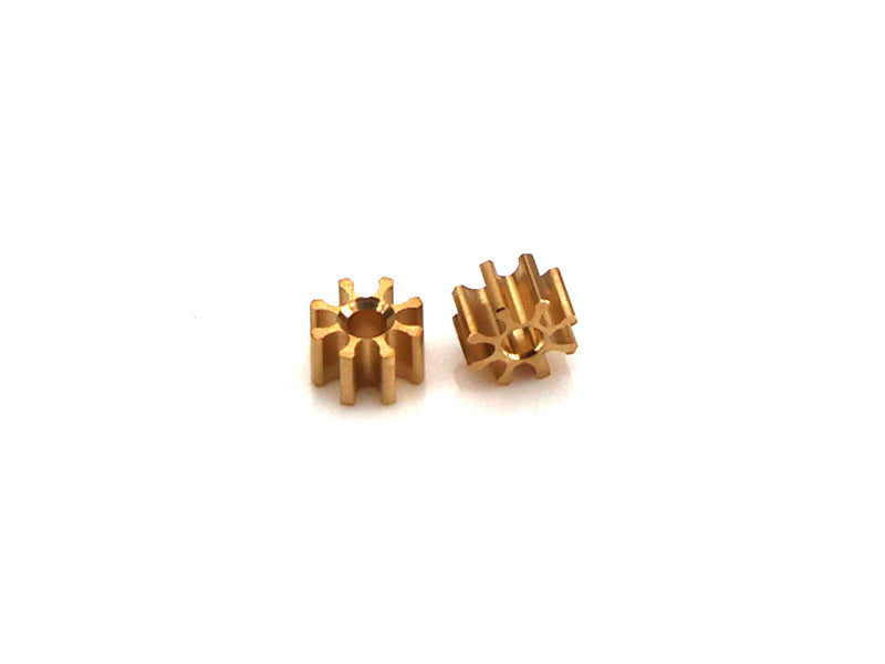 MR Slotcar MR4008R - Pinion Gear(2)-Brass 8Tx4.5mm-1.5mm Hole-2.6mm Wide