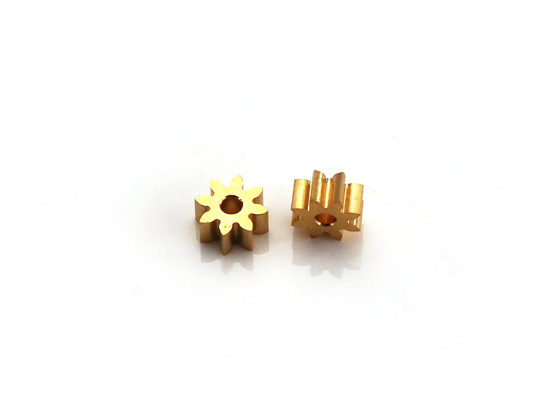 MR Slotcar MR4108R - Pinion Gear(2)-Brass 8Tx5.5mm-1.5mm Hole-2.6mm Wide