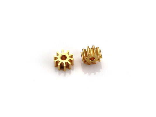 MR Slotcar MR4110R - Pinion Gear(2)-Brass 10Tx5.5mm-1.5mm Hole-2.6mm Wide