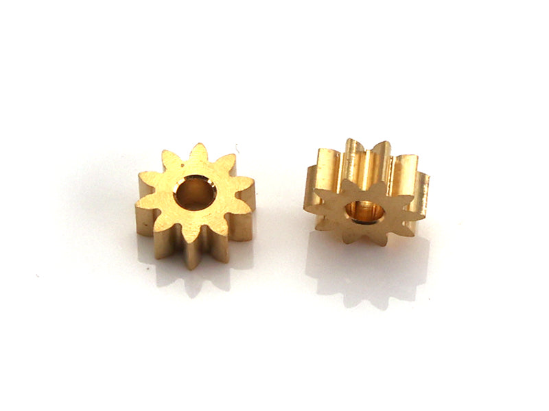 MR Slotcar MR4310R - Pinon Gear(2)-Brass 10Tx6.5mm-2.0mm Hole-2.6mm Wide