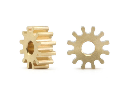 MR Slotcar MR4312R - Pinion Gear(2)-Brass 12Tx6.5mm-2.0mm Hole-2.6mm Wide