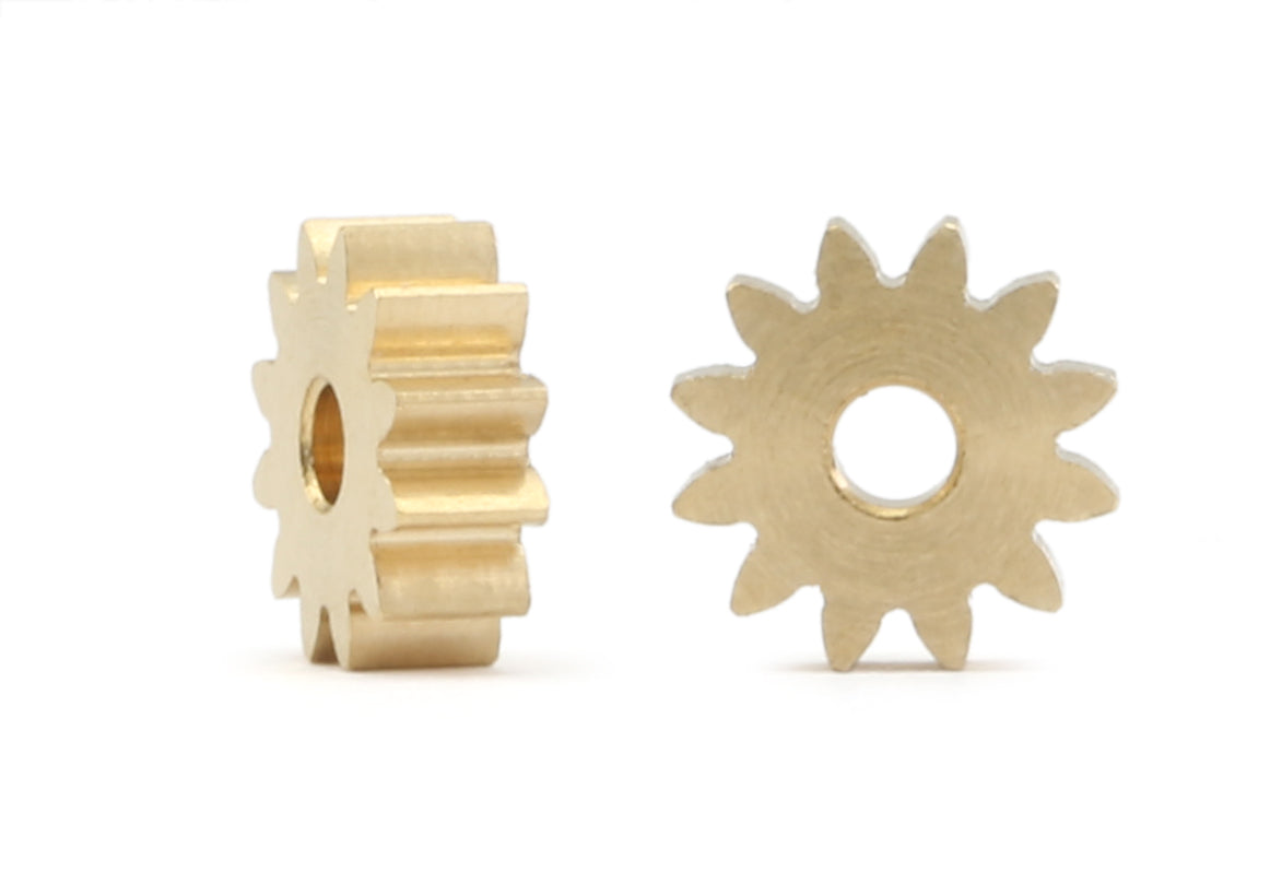 MR Slotcar MR4512R - Pinion Gear(2)-Brass 12Tx7.5mm-2.0mm Hole-2.6mm Wide-MR Slotcar AW-NSR AW