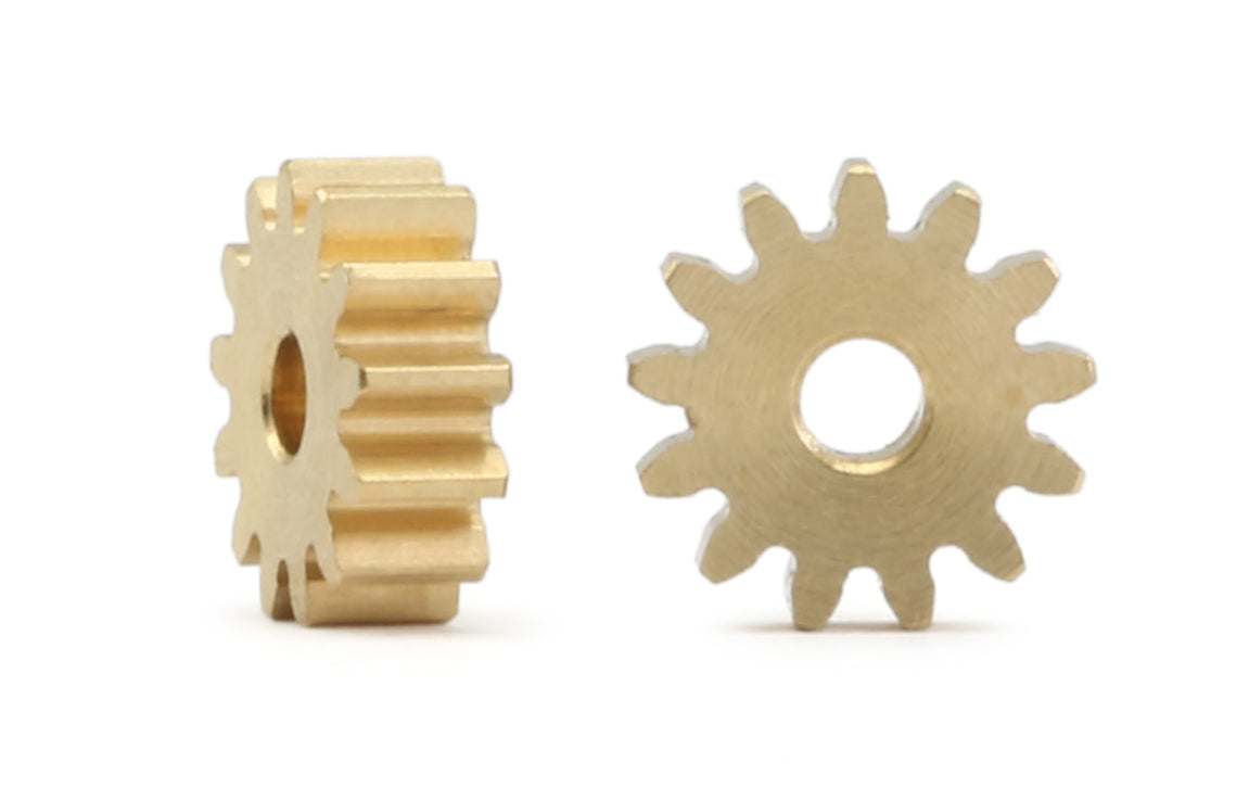 MR Slotcar MR4513R - Pinion Gear(2)-Brass 13Tx7.5mm-2.0mm Hole-2.6mm Wide-MR Slotcar AW-NSR AW