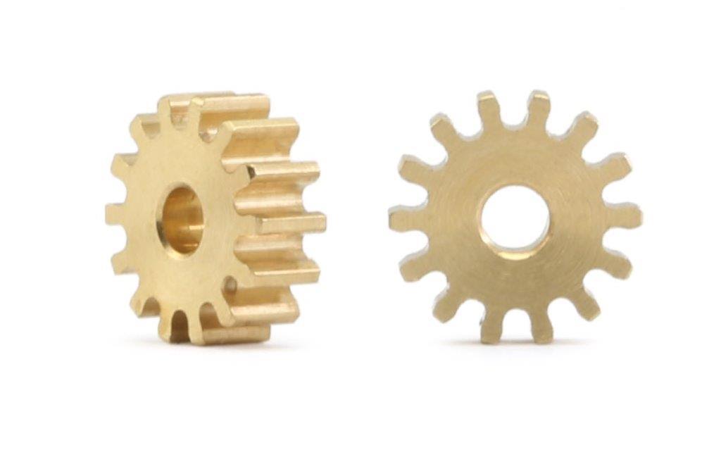 MR Slotcar MR4514R - Pinion Gear(2)-Brass 14Tx7.5mm-2.0mm Hole-2.6mm Wide-MR Slotcar AW-NSR AW