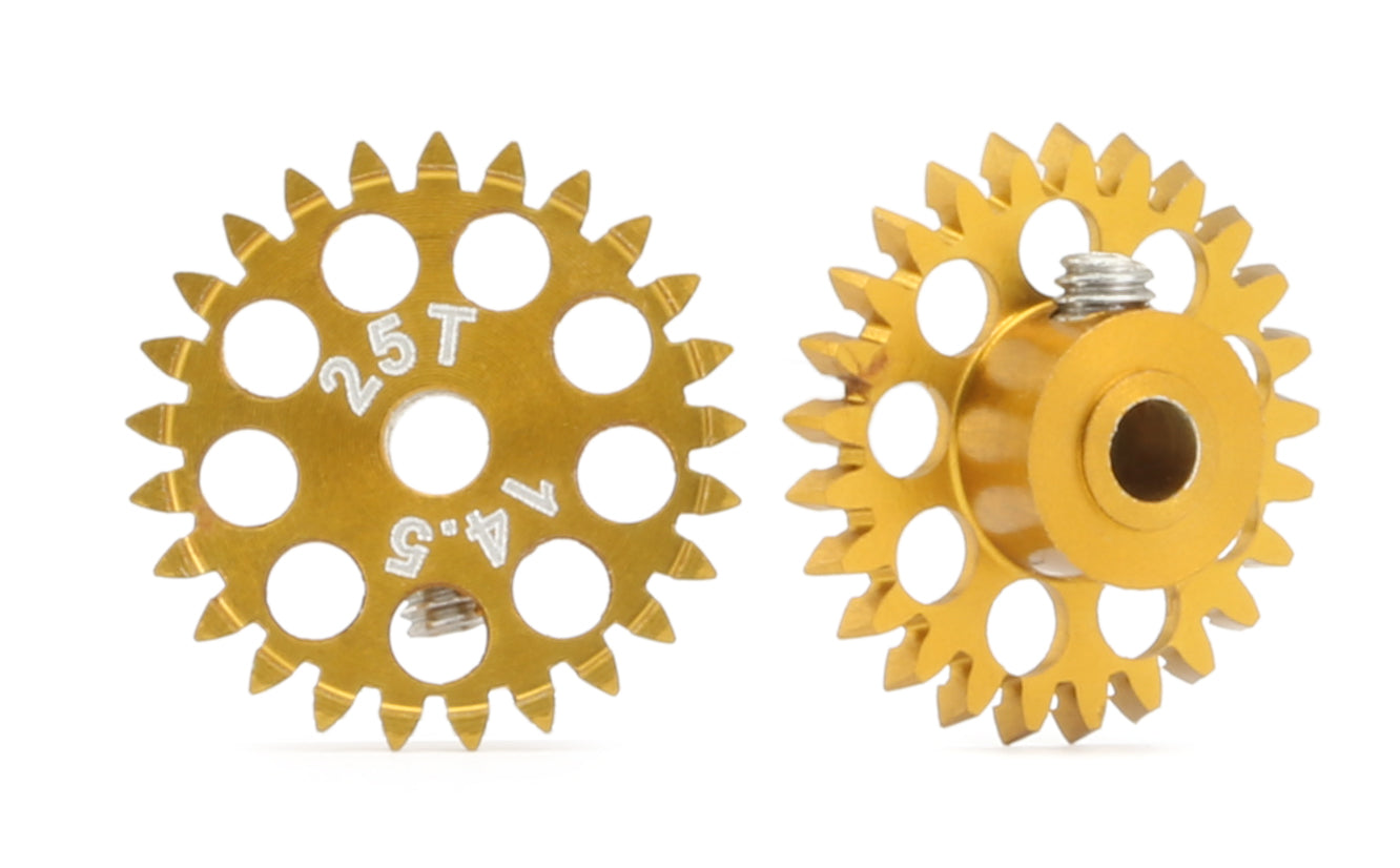 MR Slotcar MR6525R - Anglewinder Gear-25Tx14.5mm-ERGAL Gold-3/32" axle