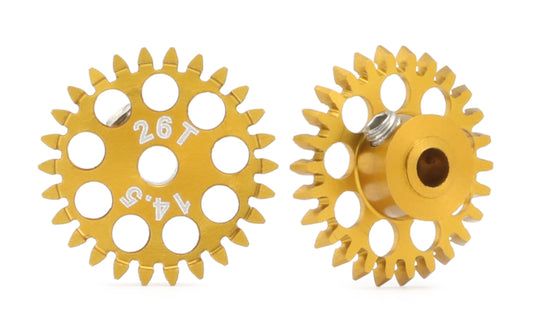 MR Slotcar MR6526R - Anglewinder Gear-26Tx14.5mm-ERGAL Gold-3/32" axle