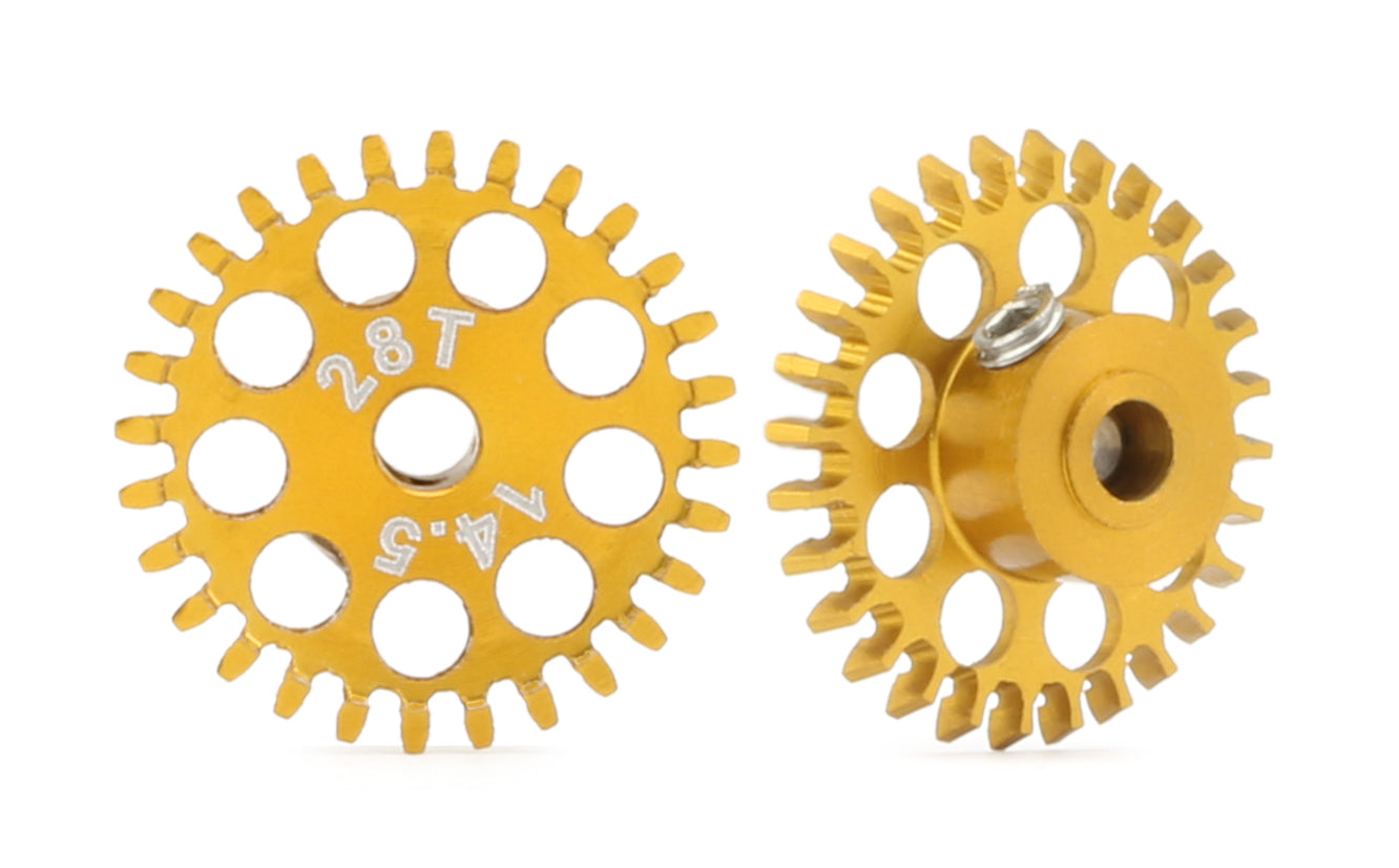 MR Slotcar MR6528R  - Anglewinder Gear-28Tx14.5mm-ERGAL Gold-3/32" axle