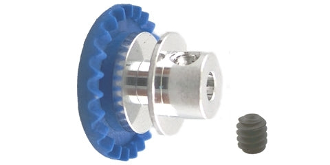 NSR2006324AL 2mm INLINE soft plastic Gear 24t Blue w/alumin hub .050" screw