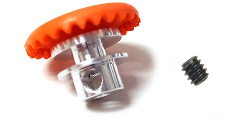 NSR2006325AL 2mm INLINE soft plastic Gear 25t Orange w/alumin hub .050" screw