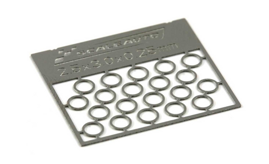 Scaleauto SC-1120E - Steel Axle Spacers - 0.25mm - for 3/32" axles - pack of 20