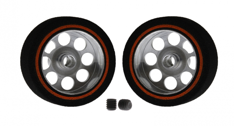 Scaleauto SC-2409P - ProComp3 Sponge Tires 25.5 x 11mm + Aluminum Wheels 17mm OD - for 3mm axles