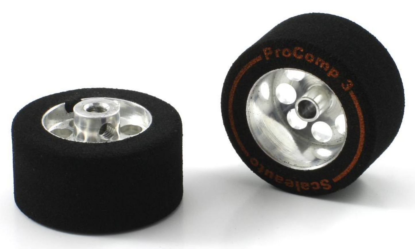 Scaleauto SC-2410P - ProComp3 Sponge Tires 25.5 x 13mm + Aluminum Wheels 17mm OD - for 3mm axles