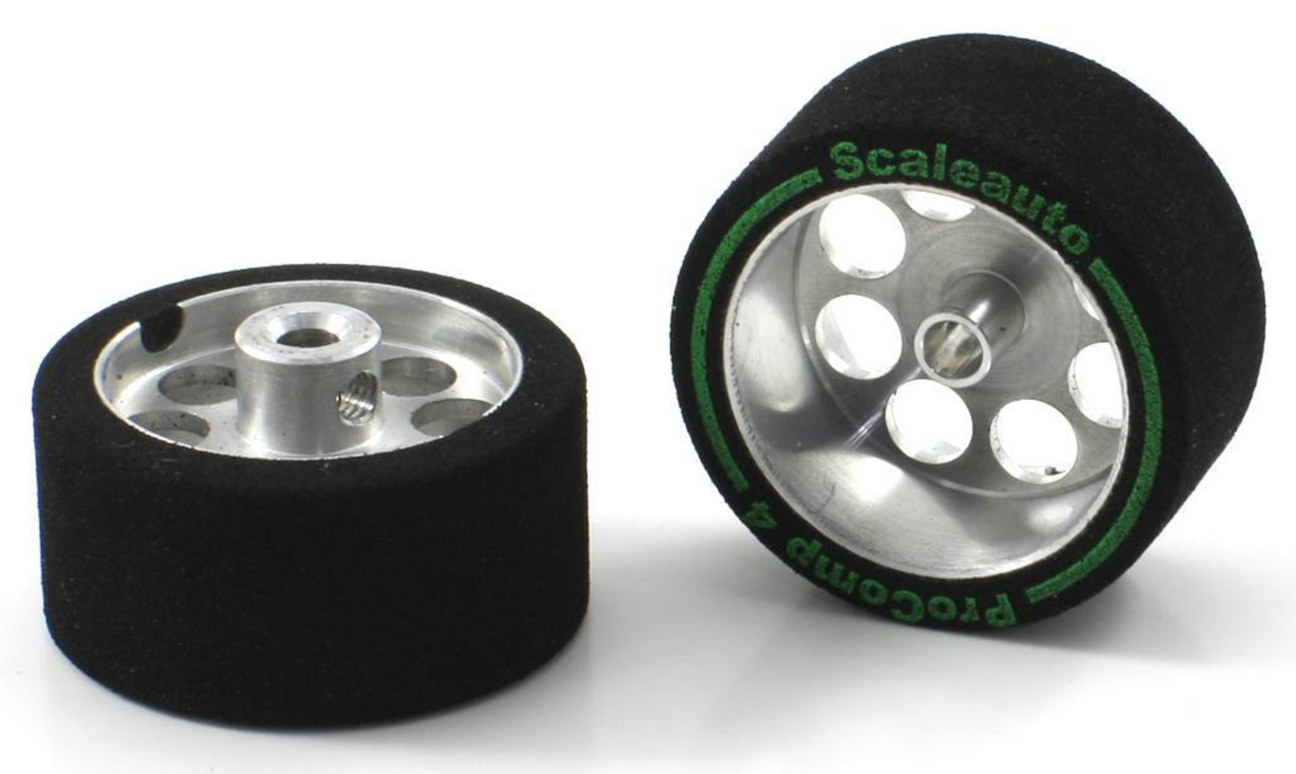 Scaleauto SC-2534P - ProComp4 Sponge Tires 24.5 x 13mm + Aluminum Wheels 19mm OD - for 3mm axles