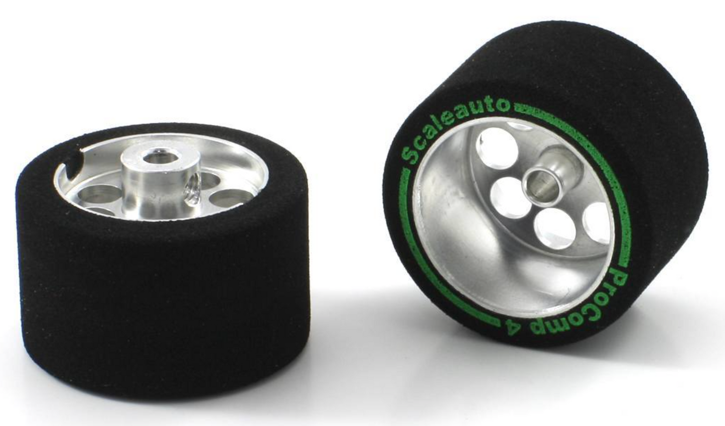 Scaleauto SC-2538P - ProComp4 Sponge Tires 25.5 x 16mm + Aluminum Wheels 19mm OD - for 3mm axles