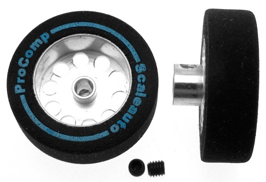 Scaleauto SC-2709P - HardComp Sponge Tires 27.5 x 8mm + Aluminum Wheels 21mm OD - for 3mm axles