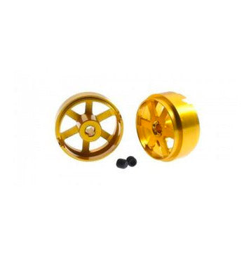 Scaleauto SC-4057E - Gold Anodized 'Profile' Six Spoke Wheels, pair