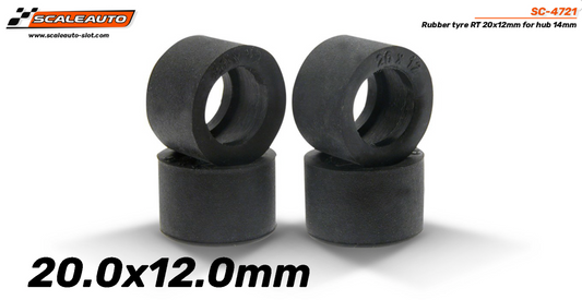 Scaleauto SC-4721 - Tires, 20x12mm for profile hubs, pack of 4