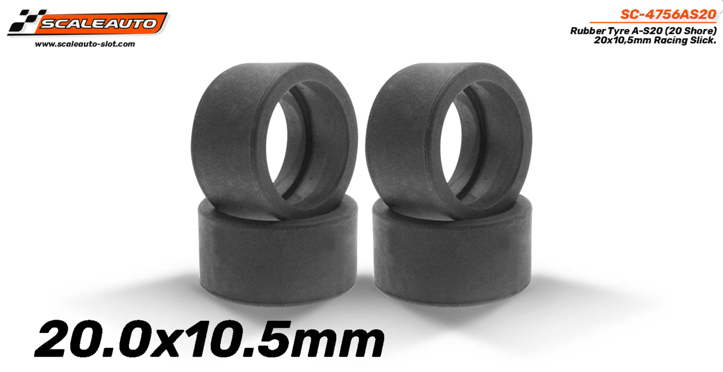 Scaleauto SC-4756AS20 - Racing Slicks - 20.0 x 10.5mm - Shore 20 - Package of 4