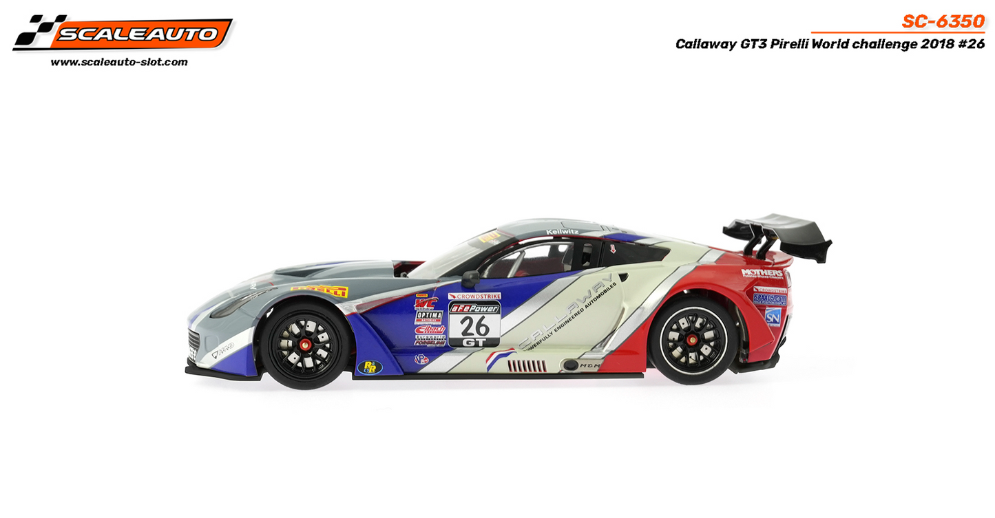 Scaleauto SC-6350 - PRE-ORDER NOW!!! - Corvette Callaway GT3 #26 - '18 PWC - Home Series