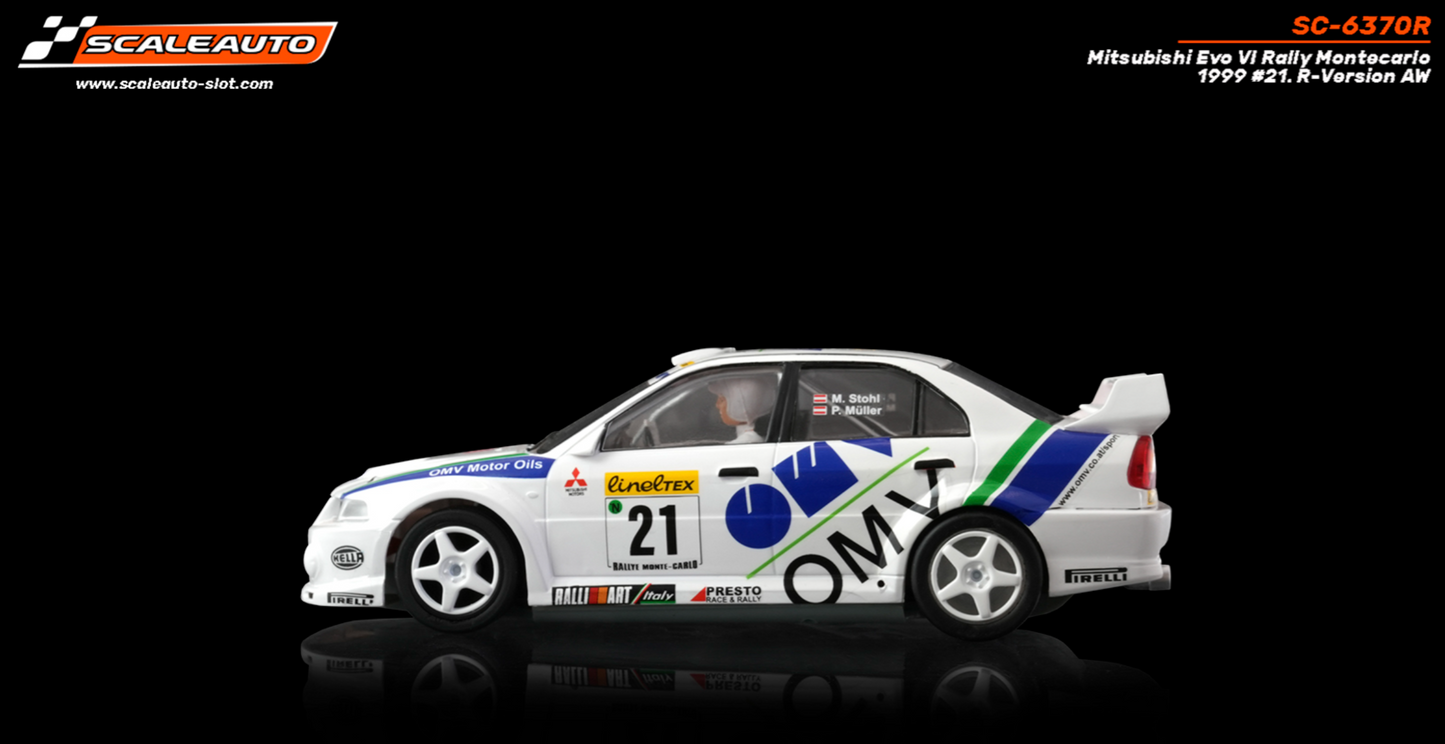 Scaleauto SC-6370R - PRE-ORDER NOW!!! - Mitsubishi Lancer EVO VI #21 - '00 Rally Montecarlo Winner - R4WD Series