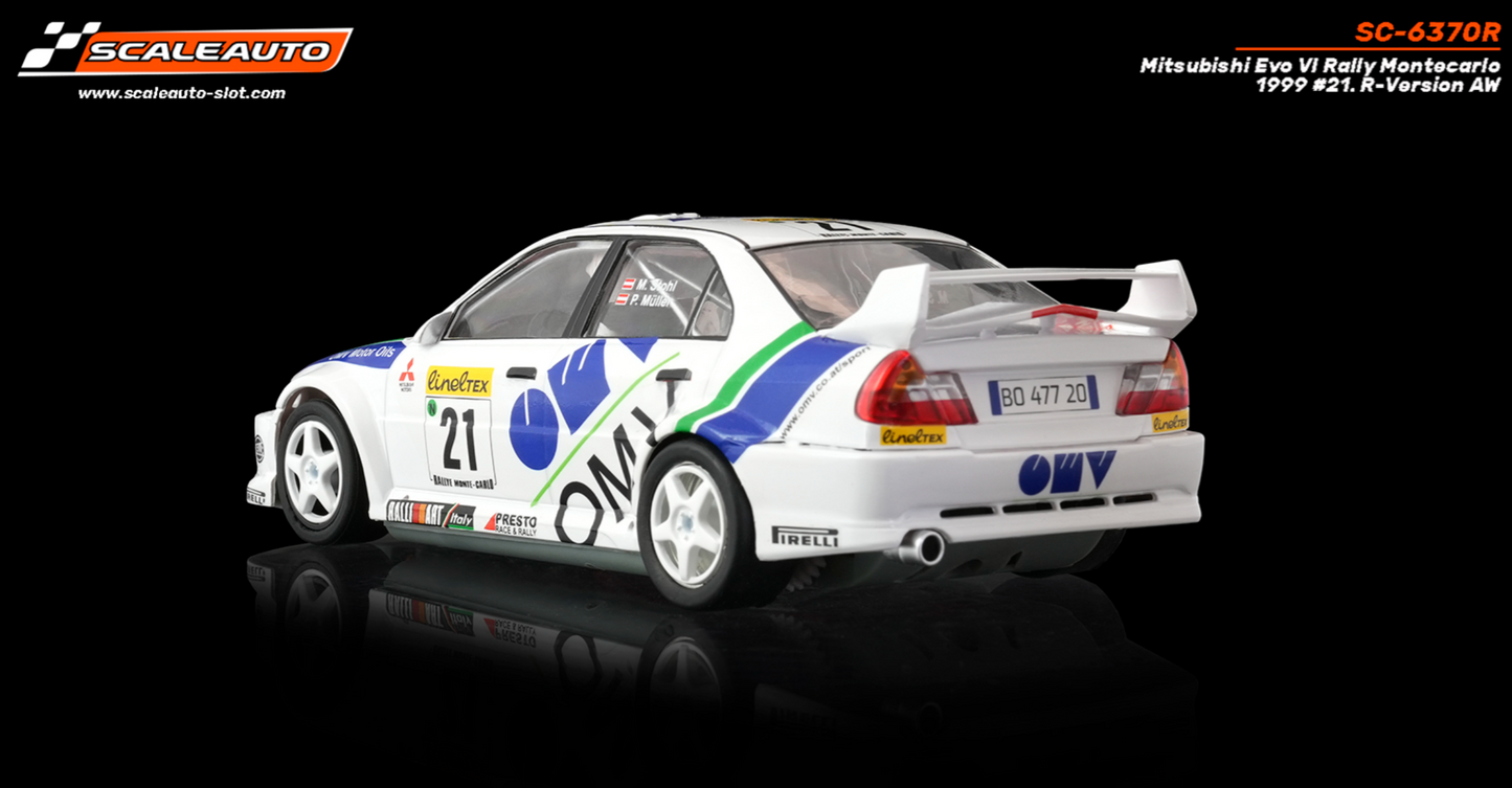 Scaleauto SC-6370R - PRE-ORDER NOW!!! - Mitsubishi Lancer EVO VI #21 - '00 Rally Montecarlo Winner - R4WD Series