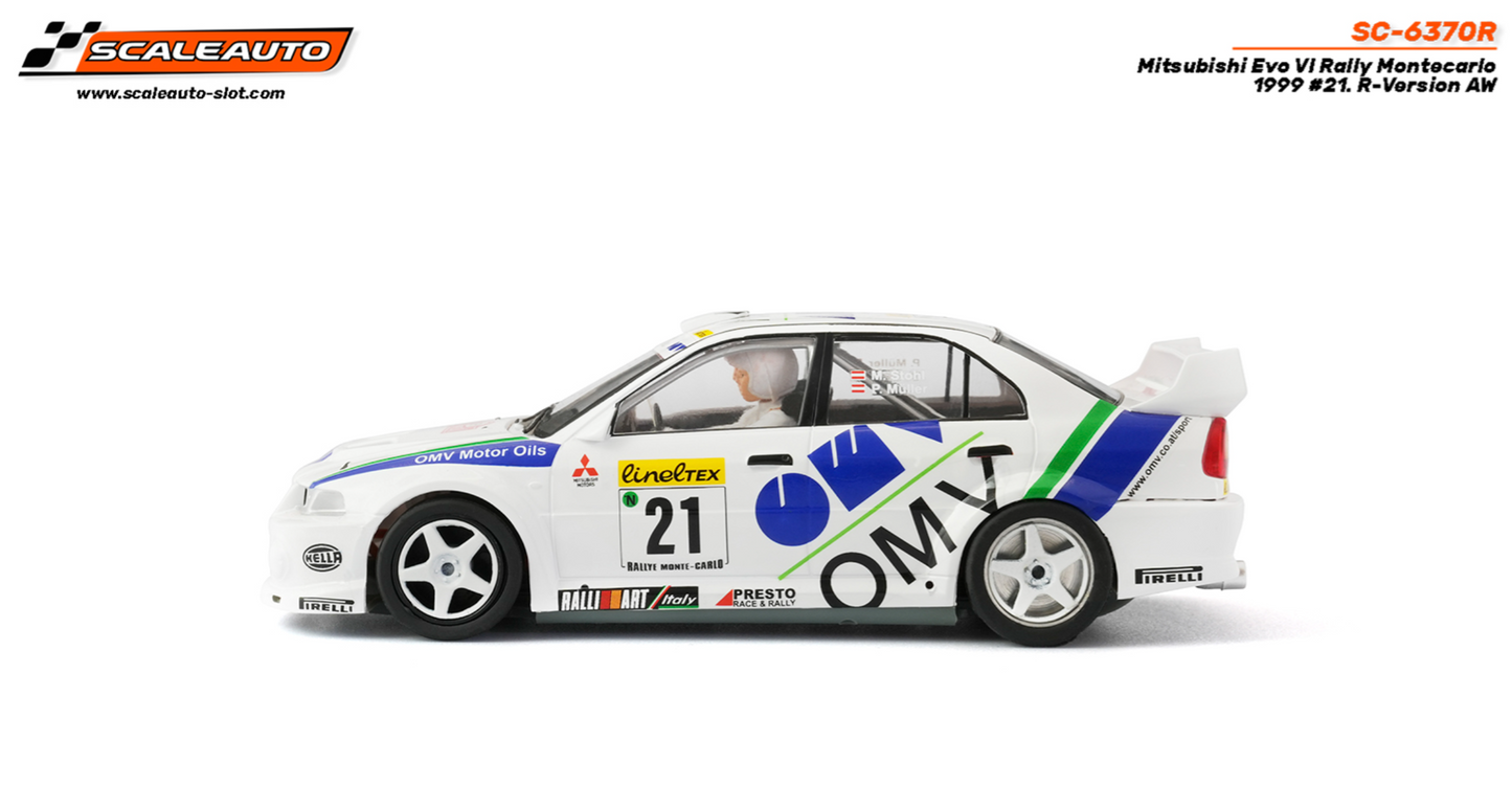 Scaleauto SC-6370R - PRE-ORDER NOW!!! - Mitsubishi Lancer EVO VI #21 - '00 Rally Montecarlo Winner - R4WD Series