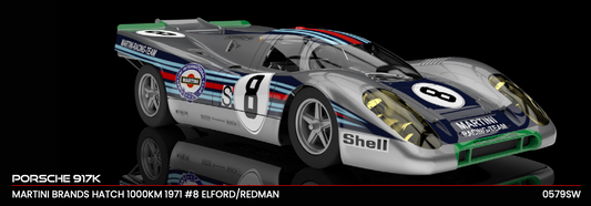 NSR 0579SW - PRE-ORDER NOW! - Porsche 917K - Martini #8 - Elford / Redman - '71 Brands Hatch 1000km