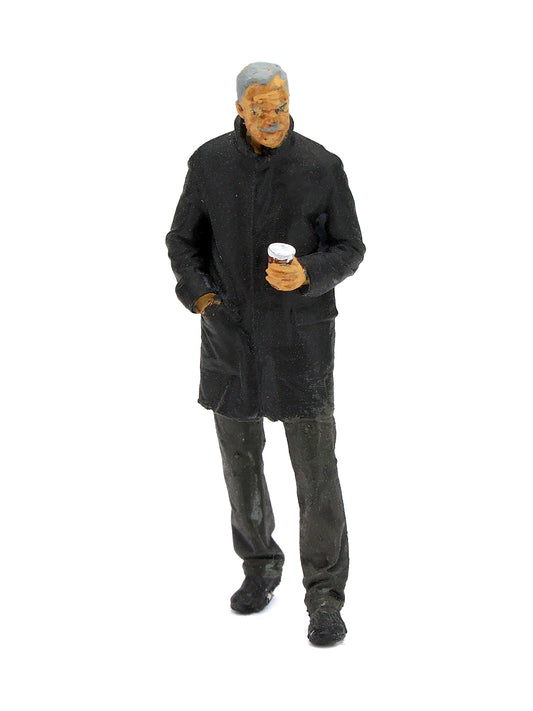 Tara Figures TAR049 - Older Man in Coat with Coffee
