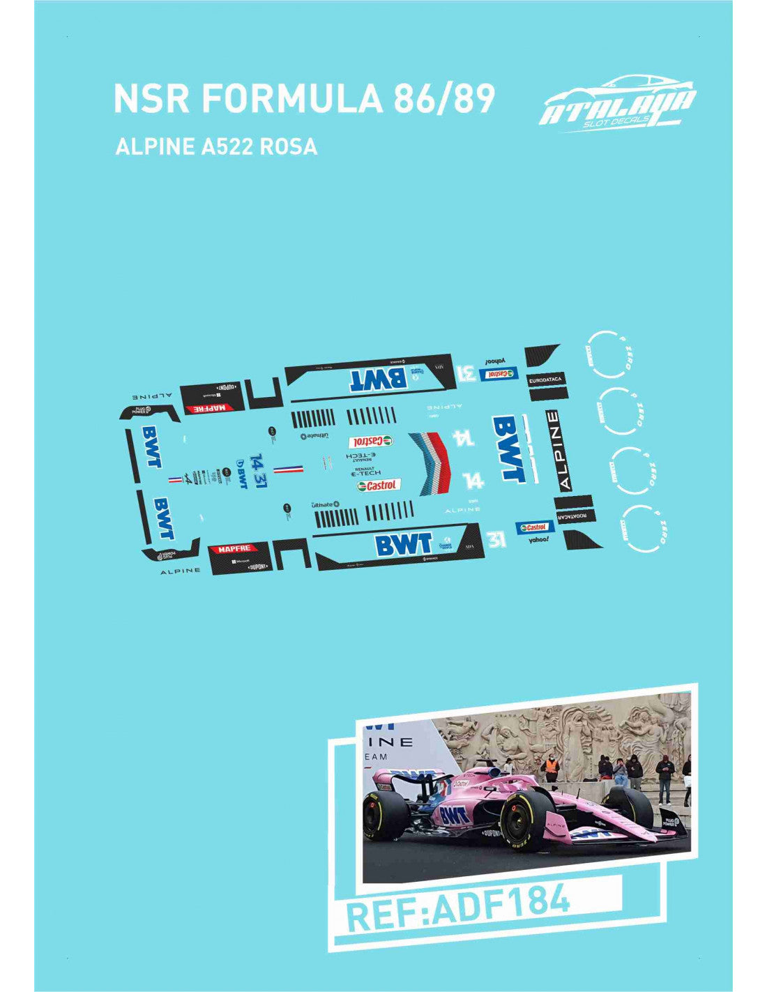 Atalaya Decals ADF184 NSR F1 - Alpine A522 Rosa