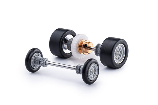 Slot.it KK18 - Axle Assembly Upgrade Kit - Inline - 26T - 14.3 x 8mm Wheels - for Vintage Policar